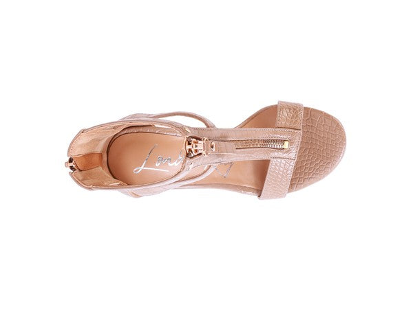 FELICITY Zip Up Croc Textured Sandals Coco’s Tee Boutique